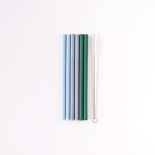 Load image into Gallery viewer, Silicone Straws - Pack of 6 (Blue Mix)