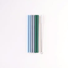 Load image into Gallery viewer, Silicone Straws - Pack of 6 (Blue Mix)
