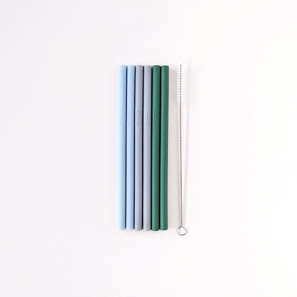 Silicone Straws - Pack of 6 (Blue Mix)